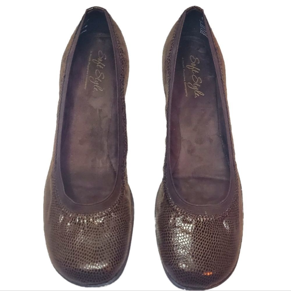 Soft Styles Hush Puppies Rogan Dark Brown Lizard Slip-ons